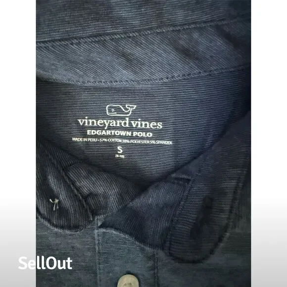 Vineyard Vines Boys Edgartown Polo Shirt Blue Size S Short Sleeve - Picture 3 of 6